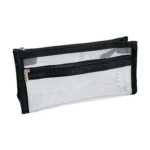 XINGLIDA Großes Fassungsvermögen, Netz-Federmäppchen, doppellagiges Stifteetui, tragbare Bleistifttasche, transparente Kosmetik-Organizer-Tasche, Bk#, 21.7*6*10cm von XINGLIDA