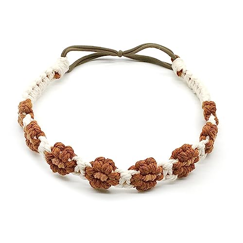 XINGLIDA Haarband, Bohemian-Blumen-Stirnband für Damen, Vintage, ethnisch, Baumwollseil, Haar-Accessoire, handgefertigt, gestrickter Kopfschmuck, Party-Haarband (JT#) von XINGLIDA