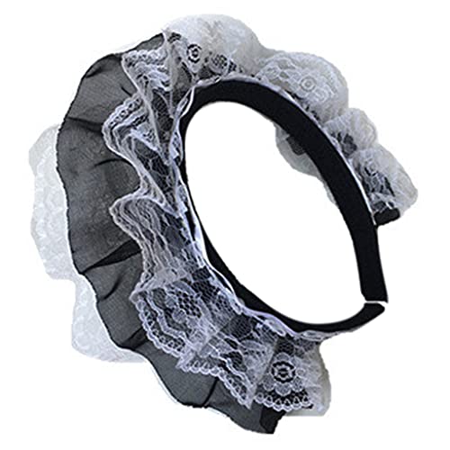 XINGLIDA Haarband, Spitzen-Stirnbänder für Damen, mehrlagiges Spitzen-Stirnband, niedlich, Kopfbedeckung, für Dienstmädchen, Cosplay, Party-Requisiten (BW#) von XINGLIDA