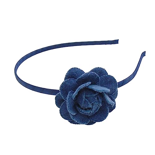 XINGLIDA Haarband, blaues Rosen-Stirnband für Damen und Mädchen, zum Fotografieren, Pferdeschwanz, Pony, Haarspange, rutschfest, süßes Haarband, Yoga-Zubehör (Nr. 3) von XINGLIDA