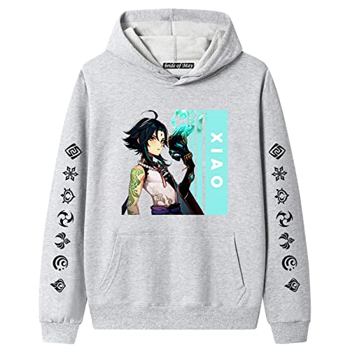 XINTAYEL Genshin Impact Xiao Hoodie Unisex Anime Xiao Cosplay Kostüm bedruckter Pullover Langarm Kapuzen-Sweatshirt Manga Pullover Tops von XINTAYEL