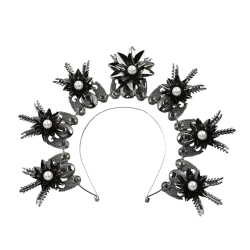 Barockes Halo-Stirnband mit Strasssteinen, Kopfbedeckung für Damen, Diadem, Haarreif, Hochzeit, Party, Haarschmuck, Stirnband für Frauen von XINYIN