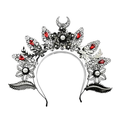 Barockes Halo-Stirnband mit Strasssteinen, Kopfschmuck für Damen, Jungfrau-Kopfbedeckung, Diadem, Haarreif, Hochzeitsfeier, Haarschmuck, Stirnband für Frauen von XINYIN