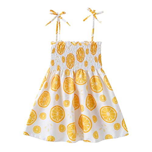 Rückläufer Amazon Schnäppchen Mädchen Kleid Ärmellos Spaghettiträger Sommerkleid Leicht Strandkleid Prinzessin Kleid Festliche Kleider Kinderkleidung Kleider für Mädchen 1-6 Jahre Gelb 5–6 Jahre von XINYUNZU