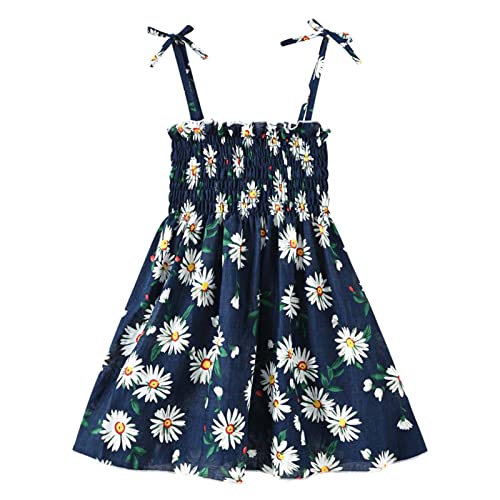 Warehouse Deals Angebote Mädchen Kleider Ärmellos Spaghettiträger Sommerkleid Leicht Strandkleid Festliche Kleider Lässige Kinderkleidung Sommer Casual Prinzessin Kleid 1-6 Jahre Marineblau 5–6 Jahre von XINYUNZU