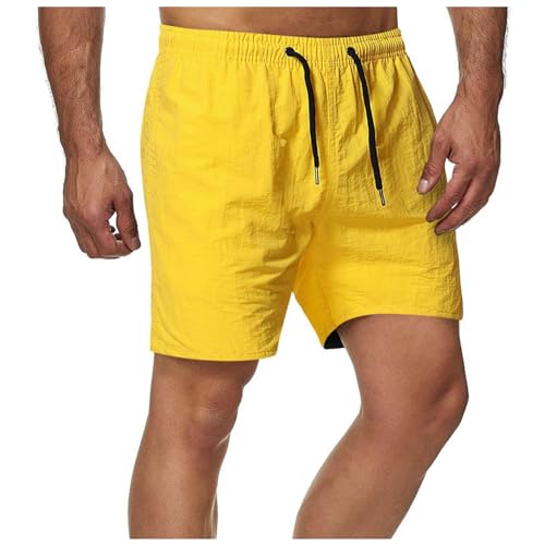 XINYUNZU Angebote Tages Blitzangebote Shorts Herren Sommer Kurze Hosen Sporthose Kurz Bermuda Sport Shorts Kurze Jogginghose Leicht Casual Kurze Hose Männer Freizeithose Kurz Boardshorts Gelb XXL von XINYUNZU