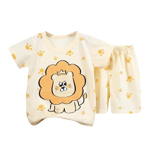 XINYUNZU Kinder Kleidung Set Sommer T-Shirt und Kurze Hose Set Lässige Outfits Top mit Shorts Schlafanzug Kurz Bekleidungssets für Mädchen und Jungen 1-8 Jahre Angebote Gelb 3 Jahre von XINYUNZU