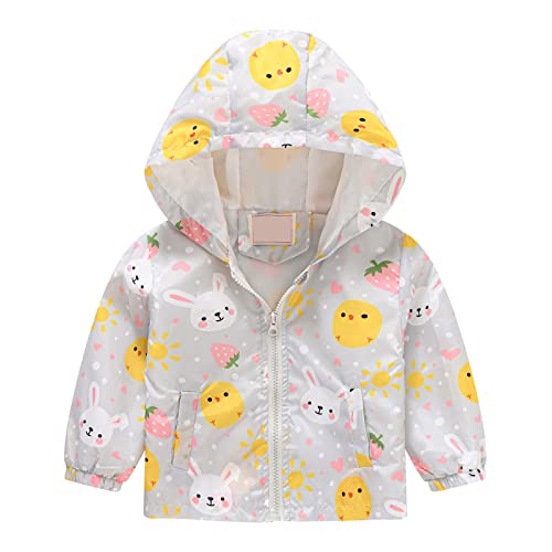 XINYUNZU Kinder Regenjacke Windbreaker Leichte Jacke mit Kapuze Süße Bedruckte Windjacke Wasserdicht Kapuzenjacke Jacken für Jungen und Mädchen 2-8 Jahre Outlet Amazon Sale Weiß 2-3 Jahre von XINYUNZU