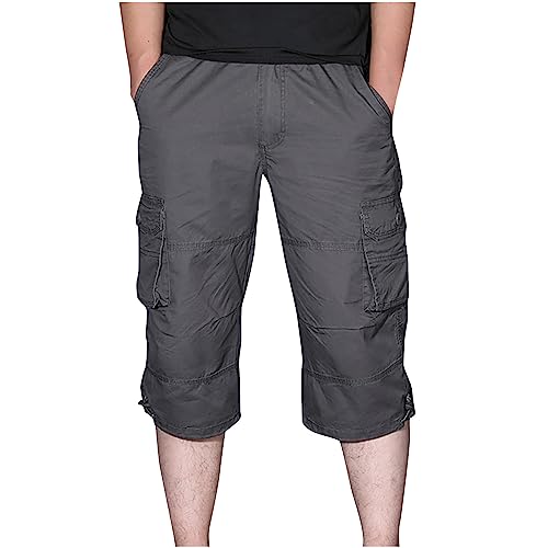 XINYUNZU Kurze Hosen Cargohose Baumwolle 3/4 Cargo Shorts Outdoor Lässige Shorts Sommer Freizeithose mit Taschen Cargo Shorts Slim-Fit Amazon Coupons Retourenkauf Angebote Grau XXL von XINYUNZU