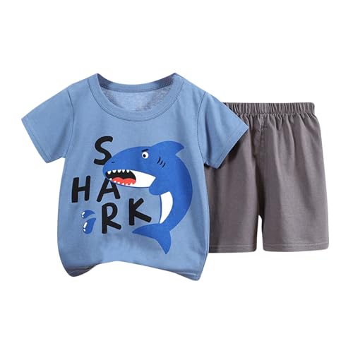 XINYUNZU Schnäppchen des Tages Kinder Kleidung Set Sommer T-Shirt und Kurze Hose Set Lässige Outfits Top mit Shorts Sommerkleid Bekleidungssets für Mädchen und Jungen 1-8 Jahre Blau 4 Jahre von XINYUNZU