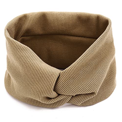 Breite Stirnbänder, gedrehter Knoten für Kreuz-Turban, elastisches Yoga, Laufen, Haarband, Baumwolle, für Kopfwickel, modisches Stirnband, überkreuzte Stirnbänder für Damen, breiter Slip von XINgjyxzk