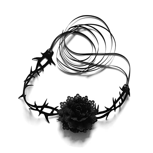 XINgjyxzk R Flower Rose Choker Mädchen Gothic Lolita Schwarz Spitze Halsband Choker Halskette Zuverlässige Schlüsselbeinkette Punk Schmuck Geschenk, Samt von XINgjyxzk