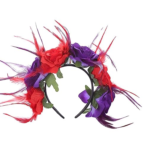 Zartes Kunstblumen-Haarband, dünnes Seitenhaarband, simuliertes Blumenform-Stirnband für Mädchen, Halloween-Haarband, Halloween-Blumenstirnband, Halloween-Haarbänder für Damen von XINgjyxzk