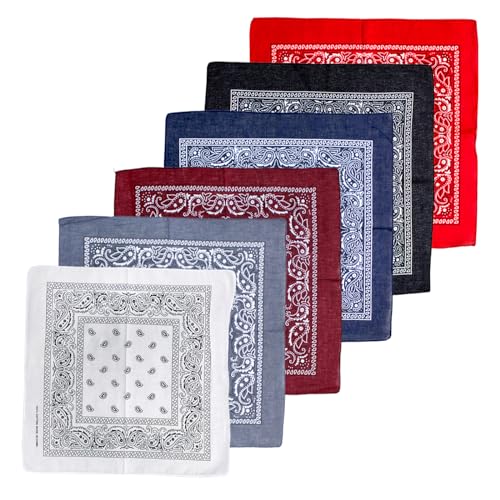 6Stück Halstuch mit Paisleymuster Bandana Kopftuch Multifunktionale Paisley Bandana Kopftücher Damen Nickituch Biker Tuch Motorad Tuch Bandanas mit Original Paisley Muster für Männer Frauen und Kinder von XIONGXIAOZHI