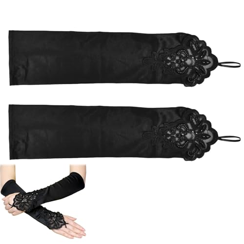 XIWUPO Handschuhe Schwarz Halloween, Handschuhe Damen Halloween, Handschuhe Halloween Damen, Halloween Handschuhe Schwarz, Für Frauen Mädchen Halloween Karneval Fasching,1 Paar von XIWUPO