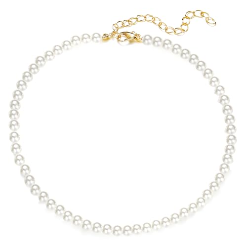 XIWUPO Perlenkette Damen, Kette Damen Perlen, Saturn Perlenkette, Perlenkette Weiss, Perlen Kette, Kette Perlen, Perlenkette, Für Sie Frau Freundin an Geburtstags Weihnachten Valentinstag(0.6cm) von XIWUPO