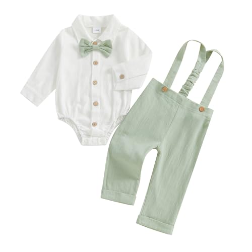 XIXIMAON Baby-Kostüm-Set für Jungen, Body + Fliege + Trägerhose, Kostüm, Hochzeit, Zeremonie, Taufe, Outfit, Gentleman, 2 Stück, Winterkleidung, Geripptes Veloursgrau, 12-18 Monate XIXIMAON Baby-Kostüm-Set für Jungen, Body + Fliege + Trägerhose, Kostüm, Hochzeit, Zeremonie, Taufe, Outfit, Gentleman, 2 Stück, Winterkleidung, Geripptes Veloursgrau, 12-18 Monate von XIXIMAON