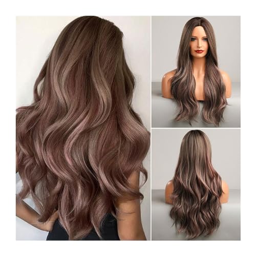 Perücken für Frauen Hitzebeständige, elegante Party-Perücke im klassischen Stil, langer Mittelteil, synthetische Ombre-Perücke in gemischten blonden Farben, Haar for Mädchen und Damen für den tägliche von XJing-478