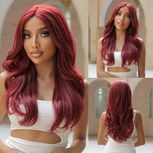 Perücken für Frauen Naturhaar-Perücke for Cosplay, Party, Alltag, hitzebeständig, lang, gewellt, dunkelbraun, synthetische Lace-Front-Perücke mit Pony for Frauen für den täglichen Party-Cosplay-Einsat von XJing-478