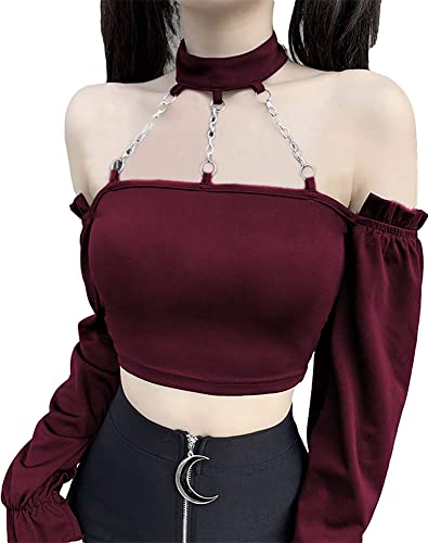 Summer Chic Sleeveless Backless Vest Gothic Punk Tube Tops Party Clubwear Women Y2k Sexy Metal Chain Halter Neck Crop Tops Summer Chic Sleeveless Backless Vest Gothic Punk Tube Tops Party Clubwear Women Y2k Sexy Metal Chain Halter Neck Crop Tops von XKBHYD