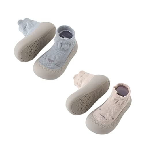 XM-Amigo 2 Paar Unisex Baby Jungen Mädchen Babyschuhe Innen Draußen Walking Anti-Rutsch-Schuhe Socken Hausschuhe von XM-Amigo