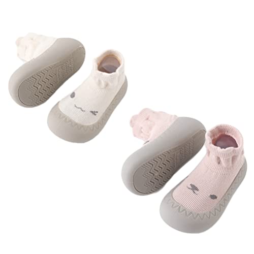 XM-Amigo 2 Paar Unisex Baby Jungen Mädchen Babyschuhe Innen Draußen Walking Anti-Rutsch-Schuhe Socken Hausschuhe von XM-Amigo