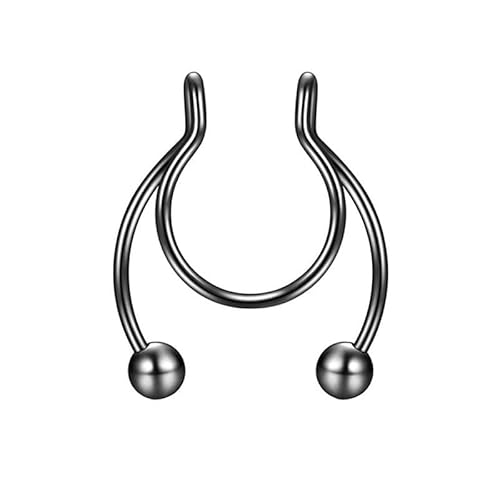 1 Stück Nasenringe Hoop 18 Gauge Non Piercing Edelstahl Clip On Fake Faux Septum Clicker Nase Hoop Ring Piercings Schmuck für Frauen Männer Nasenringe 22 Gauge Hoop, Schwarz , Einheitsgröße von XNBZW