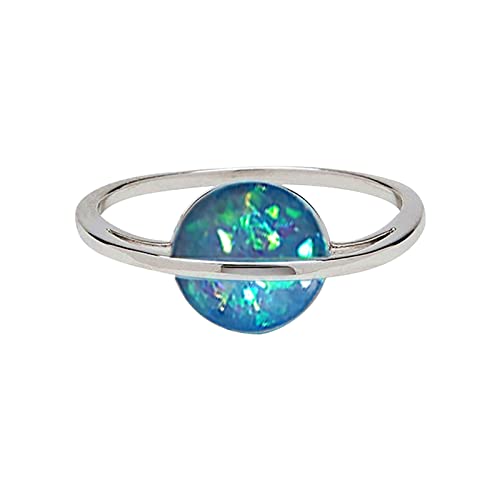 Damen Geometrische Opal Ringe Verlobungsringe Statement Ringe für alle Frauen Urlaub Geschenke Teen Ring Set, blau, 32 von XNBZW