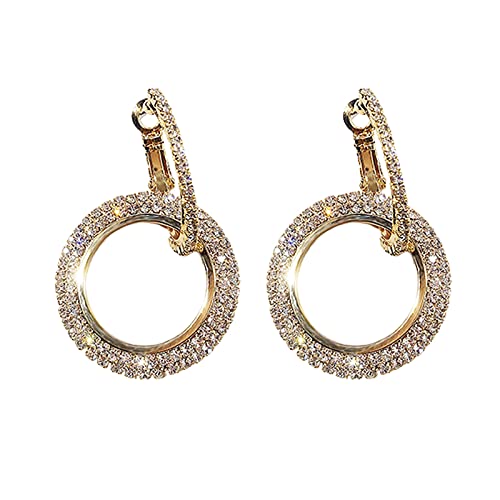 Silber Rosegold Ohrringe Frauen Runde Glitter Gold Luxus Ohrringe Ohrringe Gold Stecker Kugel (Gold, One Size) von XNBZW