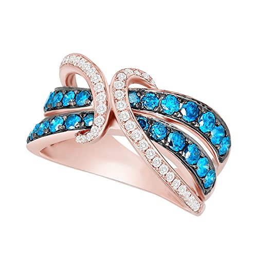 Verlobungs-Rundschliff-Zirkon-Frauen-Hochzeits-Ring-Schmuck-Ringe für Frauen-voller -Damen-Ring Brieföffner Der Der Ringe (Blue, 8) von XNBZW