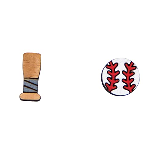 XNBZW Baseball Handschuh und Ball Holz Ohrstecker Ohrstecker Holz Ohrstecker Damen Ohrringe Klipp Ohrringe Kinder Mädchen Creolen (Khaki, One Size) von XNBZW