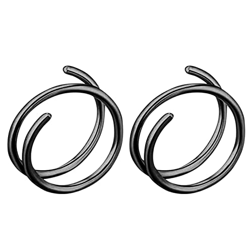 XNBZW Nase doppelt für Frauen Nasenloch Hoop Schmuck Hoop Nase Nasenring Nasenpiercing Ring für Mädchen Hoop Spiral Hoop für Piercing Nasenschmuck Nasenpiercing Ring Schwarz (Black, One Size) von XNBZW