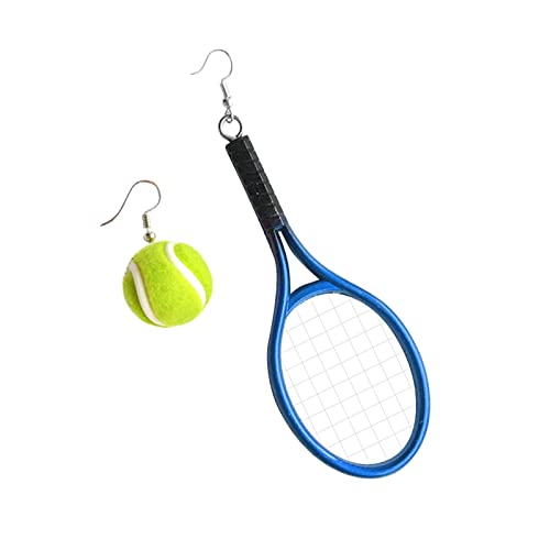 XNBZW Sport-Serie Ohrringe Tennis Persönlichkeit Stereo Doppelseitige Mode Ball übertrieben asymmetrische Ohrringe Frauen Ohrringe baumeln, blau, Einheitsgröße von XNBZW