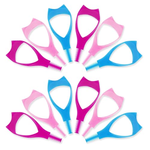 XNIVUIS 12 Stück Mascara Shield Applicator Mascara Shield Guard 3 in 1 Wimpern Werkzeuge kosmetischer Wimpernapplikator Mascara Guard Applikator für Frauen Mädchen Wimpernbürsten (Rosa, Blau, Rose) von XNIVUIS