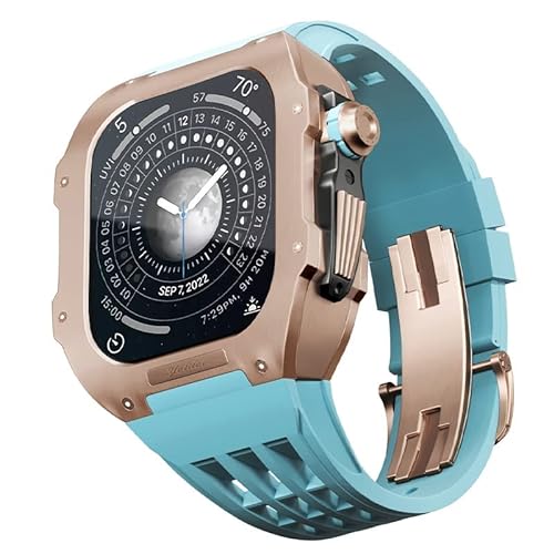 XNWKF Gummiband, Titan-Lünette für Apple Watch 6/5/4/SE, Apple Mod Watch, Zubehör, Ersatz-Titan, Luxus-Hülle, kompatibel mit iWatch Serie 44 mm, mit Werkzeug, 44MM, Achat von XNWKF