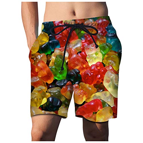 Badeshorts, Strand, Freizeit, Hose, Elastischer Bund, Baumwolle Herren Badehose, Moderner Retro Style, Mit Innenhose Und Justierbarem Bund In Kontrastfarbe, Guter Fit Durch Anschmiegsames von XSZD