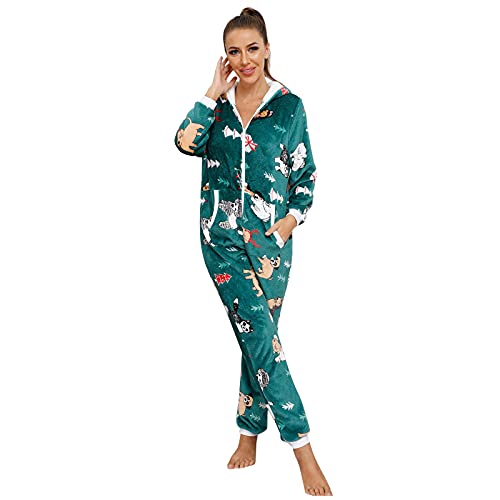 XSZD Kapuze Schlafoverall Schlafanzug Damen Jumpsuit Onesie Overall Einteiler Pyjama Schlafanzug Trainingsanzug GanzköRperanzug Hausanzug Mit Kapuze & ReißVerschluss Damen Jumpsuit von XSZD