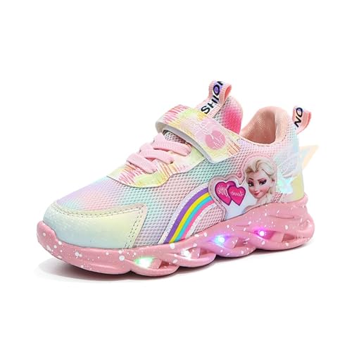 Kinder Schuhe for Mädchen, Turnschuhe Kinder Sportschuhe Sneaker 27 Hallenschuhe Tennisschuhe, Lauflernschuhe Outdoor Karneval Prinzessin Atmungsaktiver rutschfeste (Color : Pink Mesh, Größe : 22 le von XSportmode