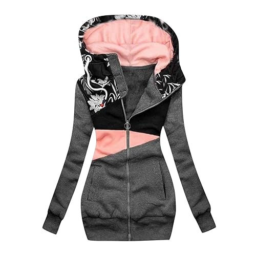 XTBFOOJ regenmantel damen wasserdicht damen sweatjacke lang Pulli Shirt PlüSch-Pullover. Clothes Kapuzenpullover Schwarz Damenshirts LäSsig Kurzarm Blumen Jacke damen shirt übergangsjacke mit Kapuze von XTBFOOJ