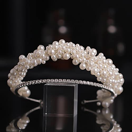 Diamant Tiara Silber Luxus Kristall Perle Stirnband Braut Tiara Stirnband Mode Damen Hochzeit Haarschmuck Stirnband Party Geschenk von XTZYGLFD