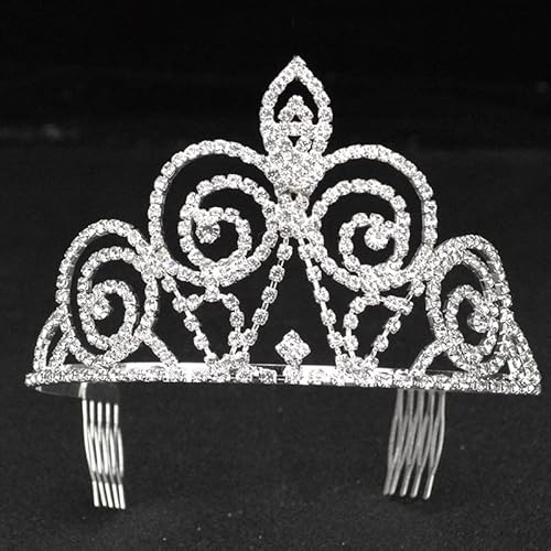 Haarnadel Haarschmuck Krone Tiaras für Frauen Barock Strass Braut Haarschmuck Silber Krone Hochzeit Stirnband Kamm Braut Kopfschmuck Prinzessin Krone von XTZYGLFD