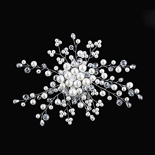 Haarnadel Haarschmuck Krone Tiaras für Frauen Braut Elegante Hochzeit Haarkämme Perle Blume Haarspange Strass Perle Braut Haarband Hearwear Haarschmuck von XTZYGLFD