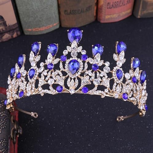 Handgefertigte rosa Kristallblatt-Hochzeitskrone, Tiara, Brautkronen, Stirnband, Brautaccessoires, Diadem, Hochzeit, Haarschmuck, Hochzeits-Stirnband (Rosa Bl?) von XTZYGLFD