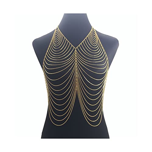 Party Körperkette Luxus mehrschichtige Metallquaste Gold Sexy Damen Harness BH Bauchnabel Mode Kleidung Kette BH Kleid Bikini Körperschmuck Körperschmuck von XTZYGLFD