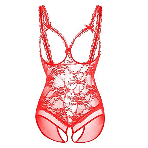 XTZYGLFD Bodysuits Damen Bikini & Slips Sexy Unterwäsche Damen Drahtloses Bralette Atmungsaktives Bustier Angepasster Büstenhalter Dessous Übergröße (Rot 6XL) von XTZYGLFD