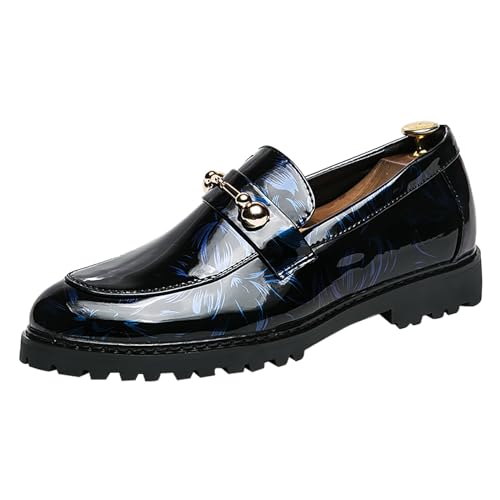 XUEJIANN Business Schuhe Herren Schwarz Trend Einfarbig Niedrigen Absätzen Lederschuhe Plattfuß Schuhe Herren (Blue, 38) von XUEJIANN