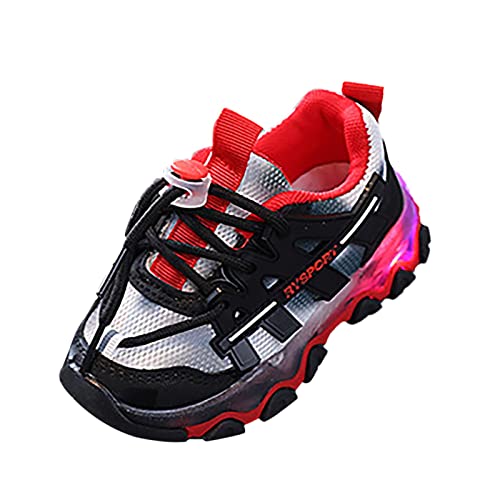 XUEJIANN Halbschuhe 34 Kinder Sportschuhe mit Lichtern Atmungsaktive Prinzessin Leichte Lässige Beleuchtung Kinder Up Nachtschuhe Licht Sportschuhe Kinder 33 (Black #1, 26 Toddler) von XUEJIANN