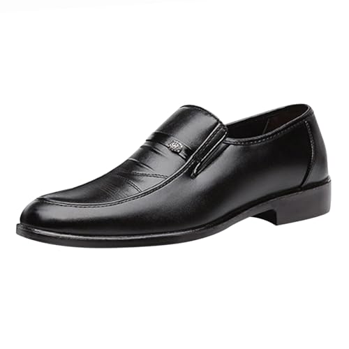 XUEJIANN Herren Schuhe Blau 43 Business-Lederschuhe, modische Retro-Casual-Lederschuhe mit einfarbigem Set und quadratischem Herren Schuhe Schwarz Weiße Sohle (Black, 40) von XUEJIANN