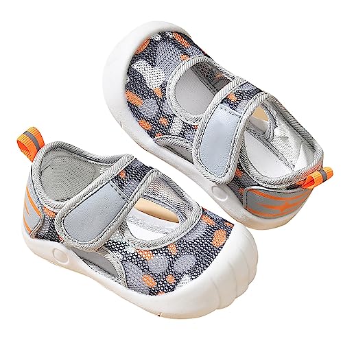 XUEJIANN Sandalen Kinder 22 Sommer-Säuglingskleinkind-Mädchen-Jungen-Schuhe Sandalen mit flachem Boden, nicht slio, halboffene Spitze, atmungsaktive, weiche Schuhe (b-Grey, 21 Infant) von XUEJIANN