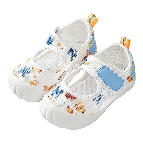 XUEJIANN Sandalen Kinder 22 Sommer-Säuglingskleinkind-Mädchen-Jungen-Schuhe Sandalen mit flachem Boden, nicht slio, halboffene Spitze, atmungsaktive, weiche Schuhe (b-White, 19 Infant) von XUEJIANN